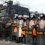 Aparat Kepolisian dalam suatu kegiatan pengamanan demonstrasi