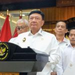 Ketua Kompolnas sekaligus Menko Polkam Budi Gunawan saat konferensi pers usai memimpin rapat perdana Kompolnas RI di kantor Kemenko Polkam Jakarta Pusat pada Senin (11/11/2024).