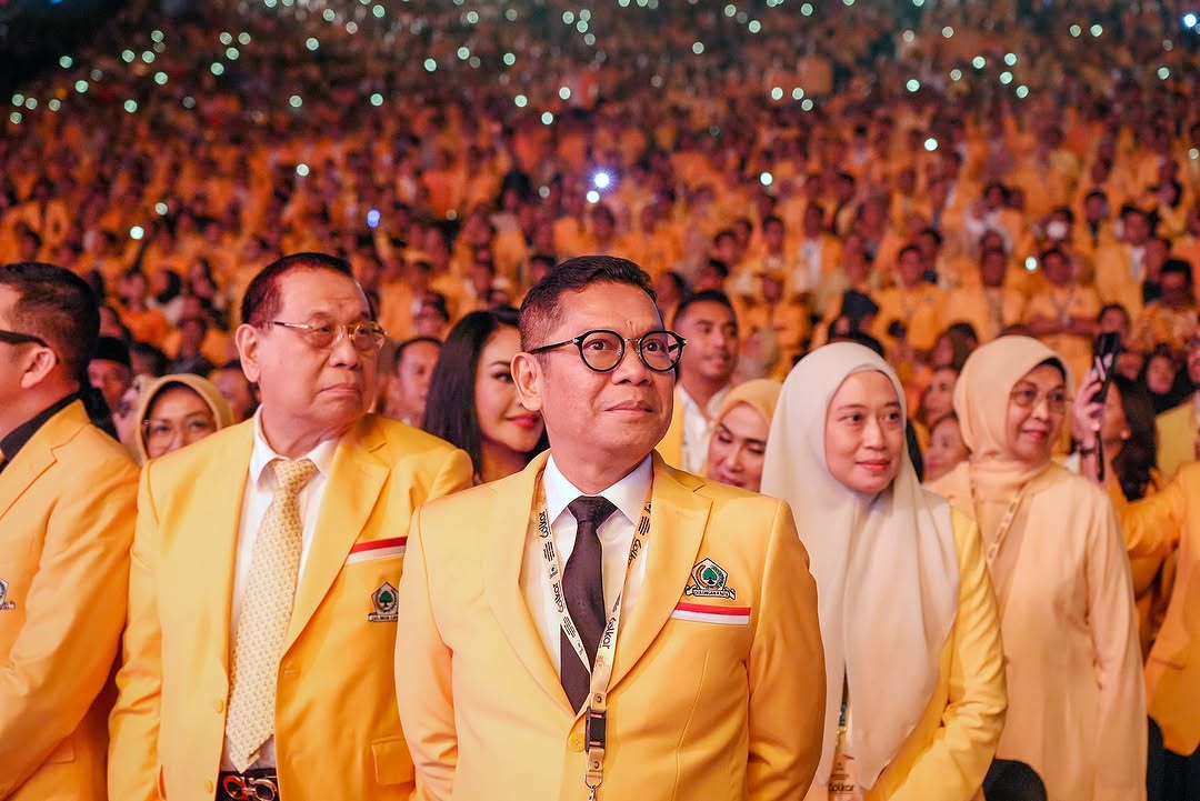 Wakil Ketua Umum Partai Golkar , Adies Kadir dalam acara puncak HUT ke-60 Partai Golkar. Sumber foto : Instagram Adies Kadir.
