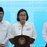 Menteri Keuangan Sri Mulyani dalam konferensi pers usai rapat terbatas bersama Presiden Prabowo di Kantor Presiden Jakarta, Senin (2/6/2025).