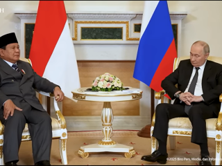 Presiden RI Prabowo Subianto dan Presiden Rusia Vladimir Putin.