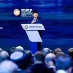 Prabowo saat menyampaikan materinya dalam forum Saint Petersburg International Economic Forum (SPIEF) 2025, Sumber foto : Instagram Presiden Republik Indonesia.