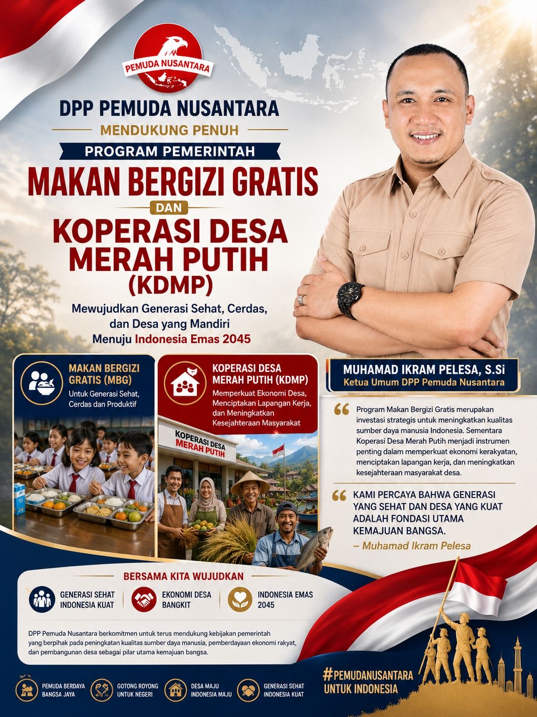 Pemuda Nusantara: MBG dan Koperasi Desa Merah Putih Kunci Indonesia Emas 2045
